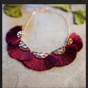 Burgundy Fringe Necklace